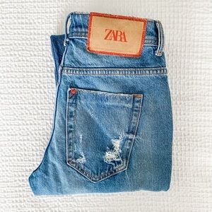 ZARA Distressed Straight Leg Jeans